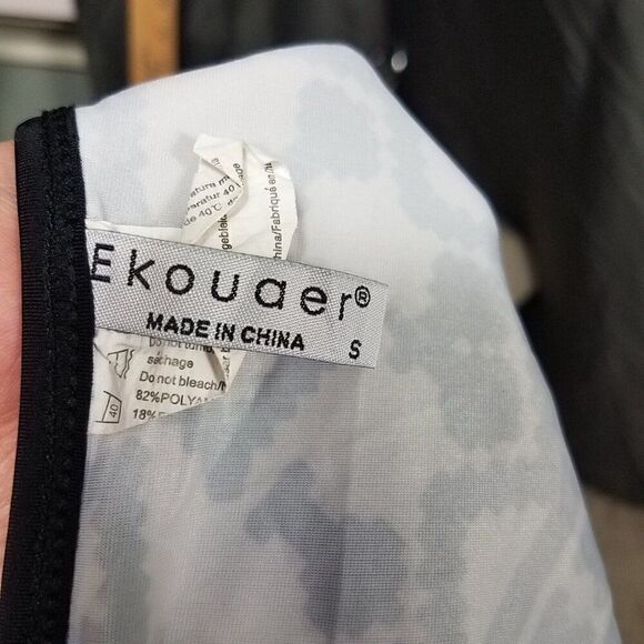 EKOUAER Women's Size Small Black White Swimsuit Cutout One Piece Swimming Suit S - Picture 8 of 9